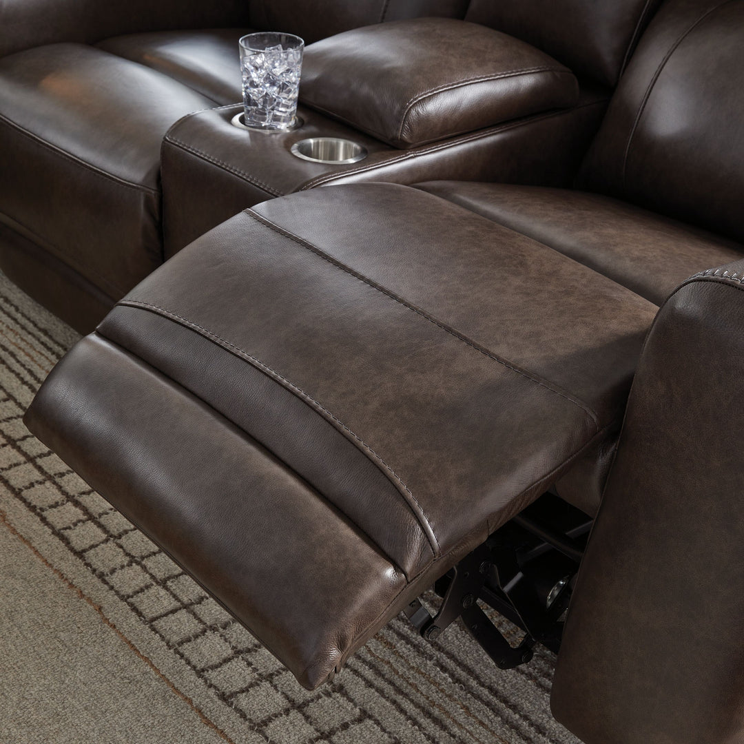 Crossplex - Smoke - Power Recline Loveseat / Console / Adjustable Headrest