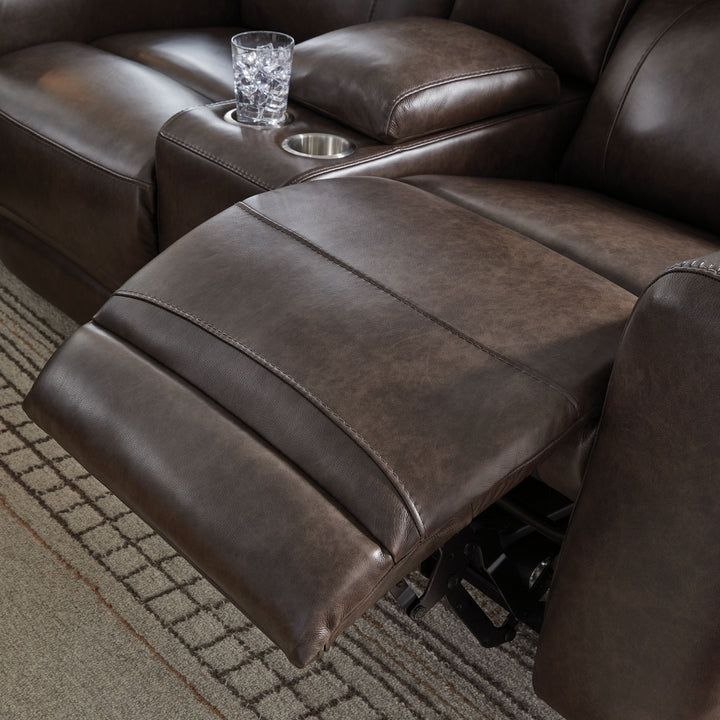 Crossplex - Smoke - Power Recline Loveseat / Console / Adjustable Headrest