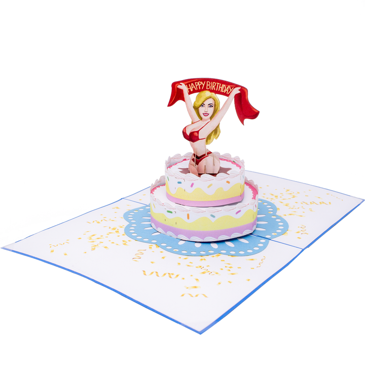Surprise Stripper Birthday Cake Inappropriate 3D Greeting