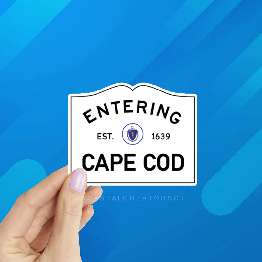 Entering Cape Cod Sign Laptop Waterproof Sticker: Packaged