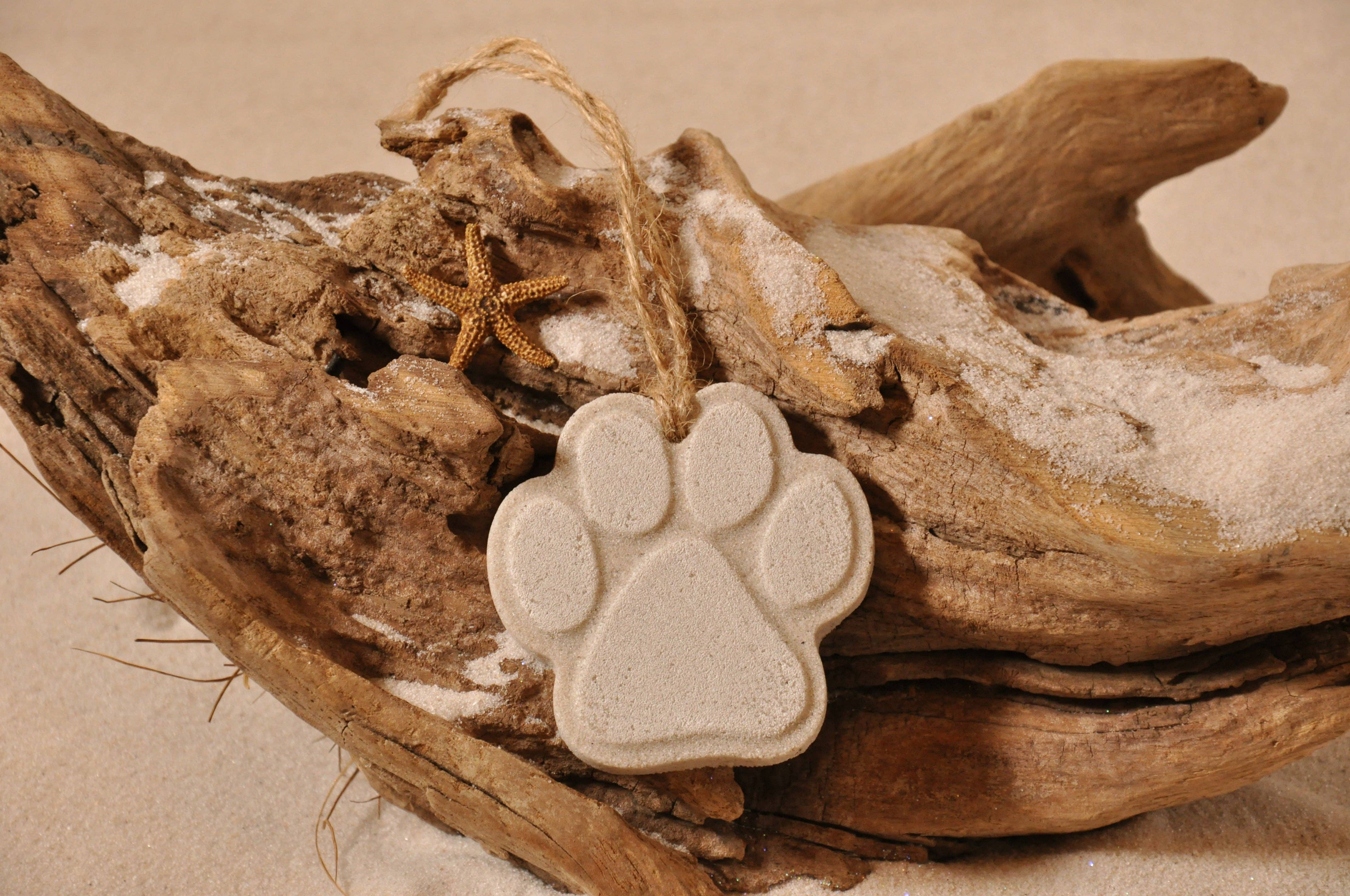 Paw Cat/Dog Sand Ornament: Ribbon and Glitter