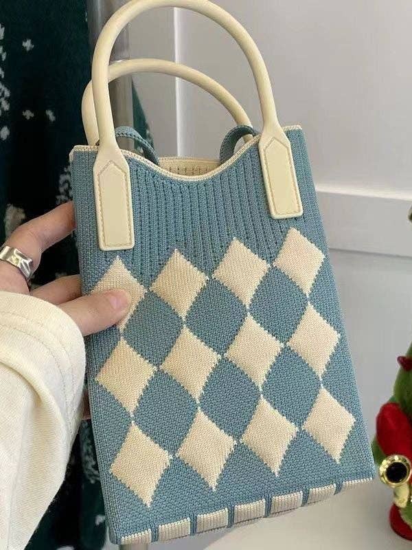 Houndstooth Split-Joint Bags Crossbody Bags Handbags: NAVY BLUE / One_size
