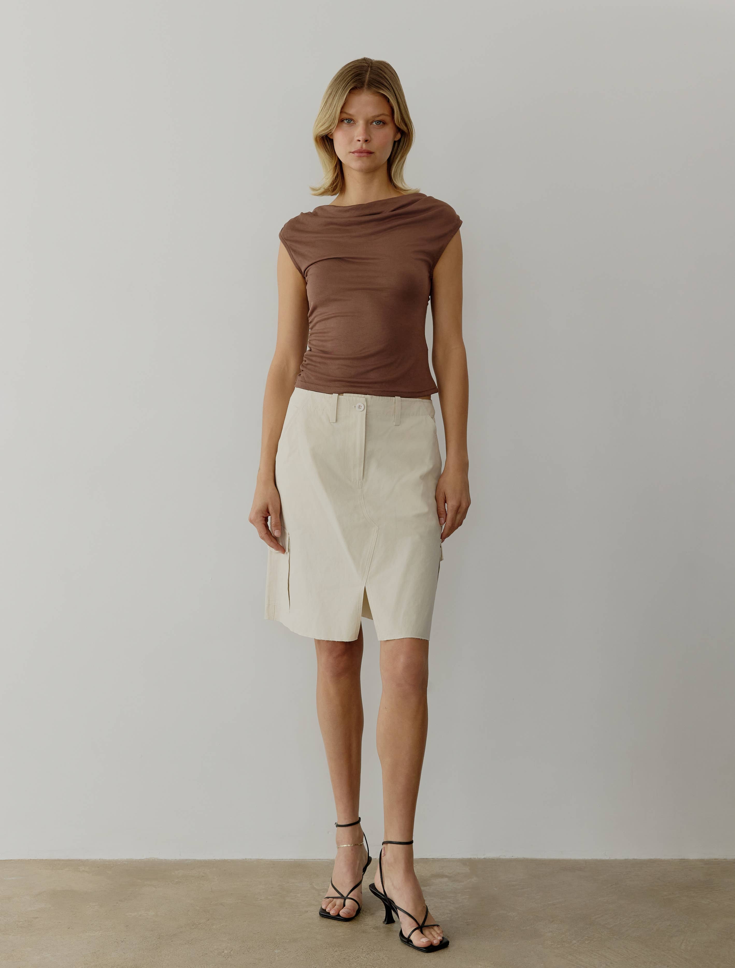 The Ali Top | Cowl Neck Sleeveless Top: BLACK / LARGE