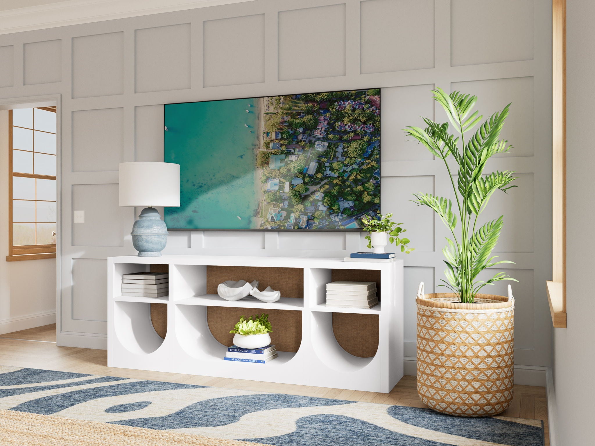 Rosalie - Media Console - White Caps / Hemlock
