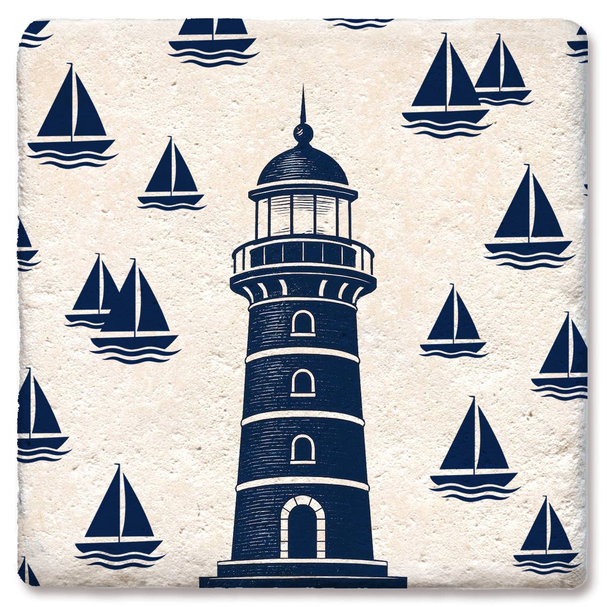 Coaster Nautical Lighthouse With Sailboat: Limestone