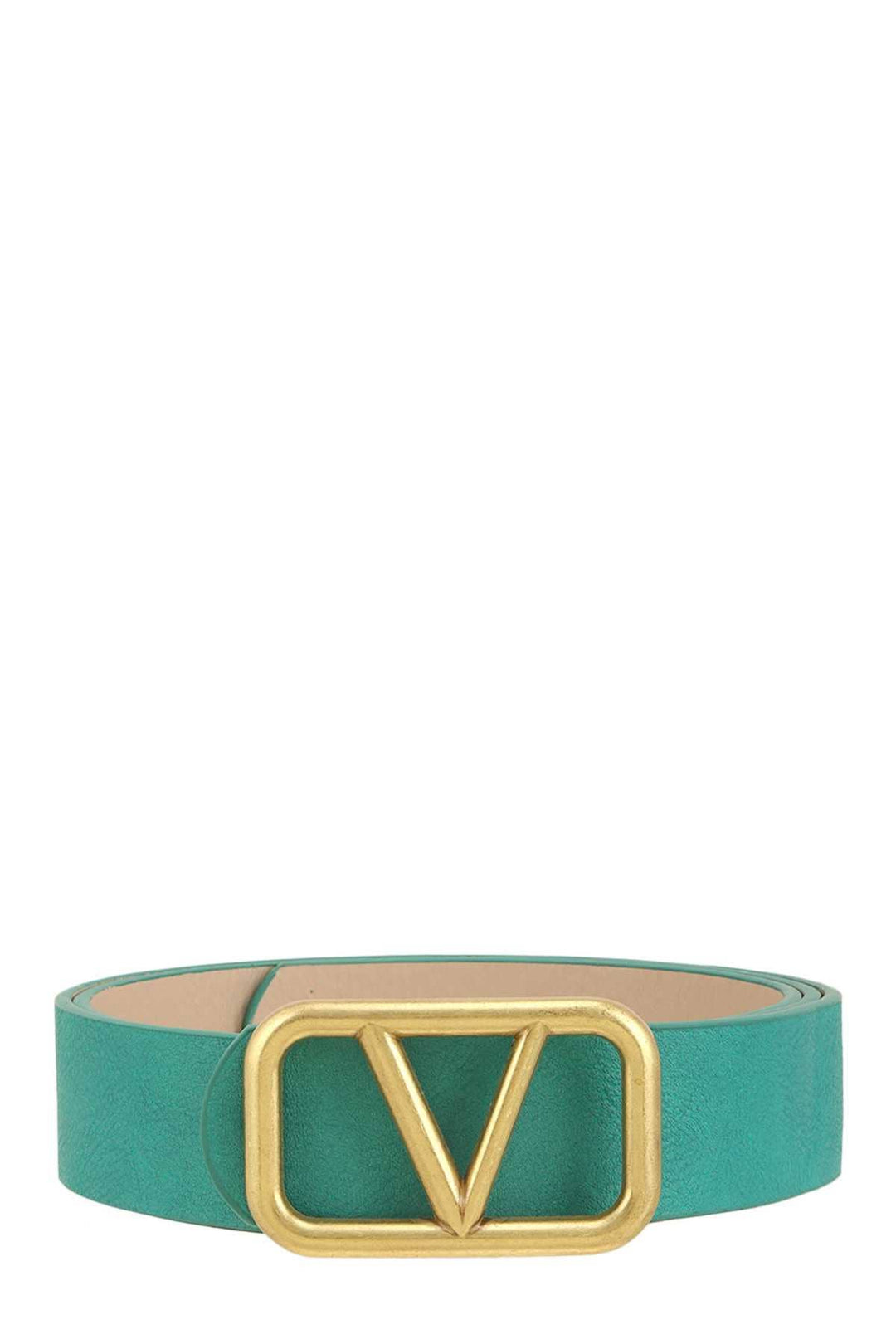 METAL V BUCKLE LEATHER BELT: White