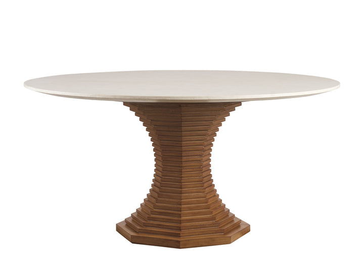La Costa - Cabrillo Round Dining Table - Dark Brown / White
