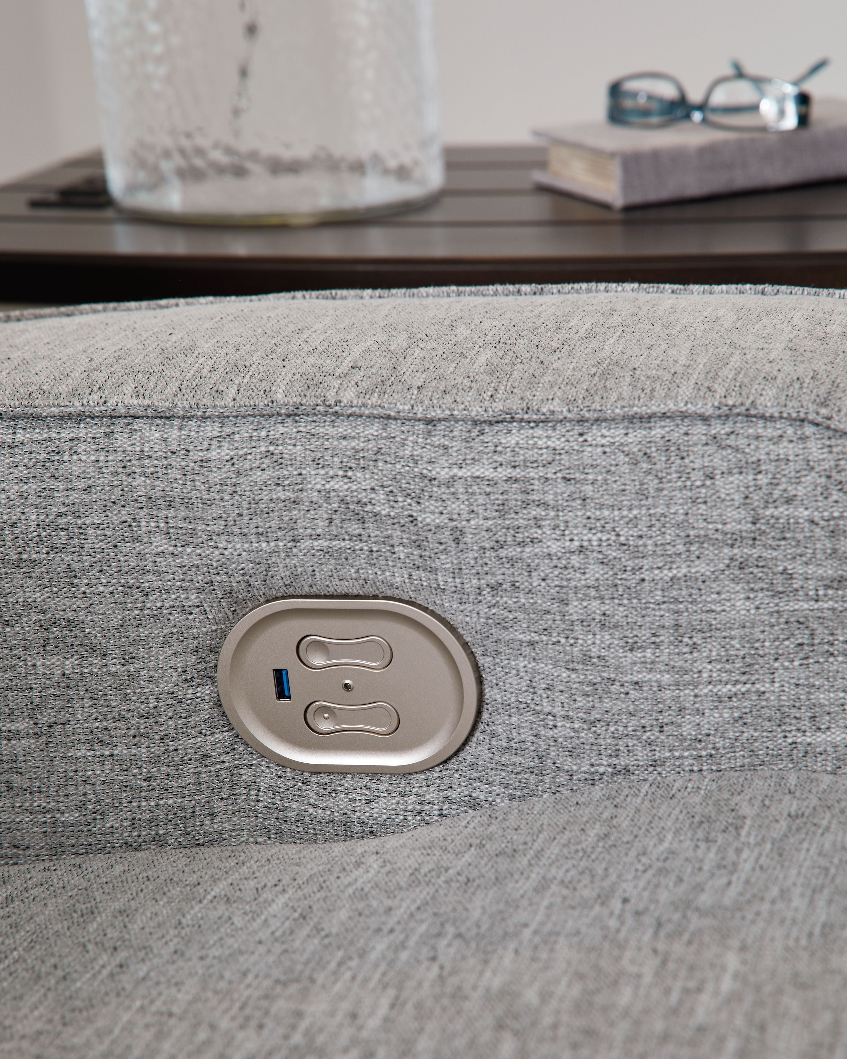 Biscoe - Power Recliner /Adj Headrest - Pewter