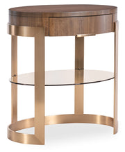 Eleana - Oval Nightstand - Medium Wood / Gold