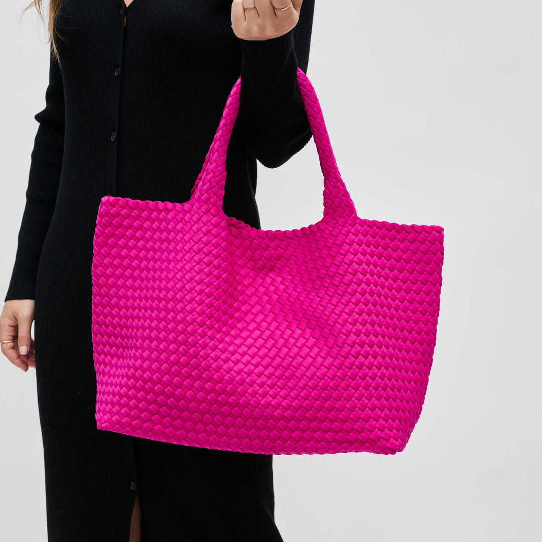 Sky's The Limit - Large Woven Neoprene Tote: Navy Nude