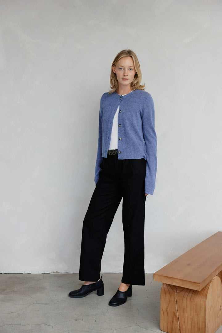 The Molly Cardigan | Lightweight Cropped Cardigan: LIGHT BLUE / LARGE