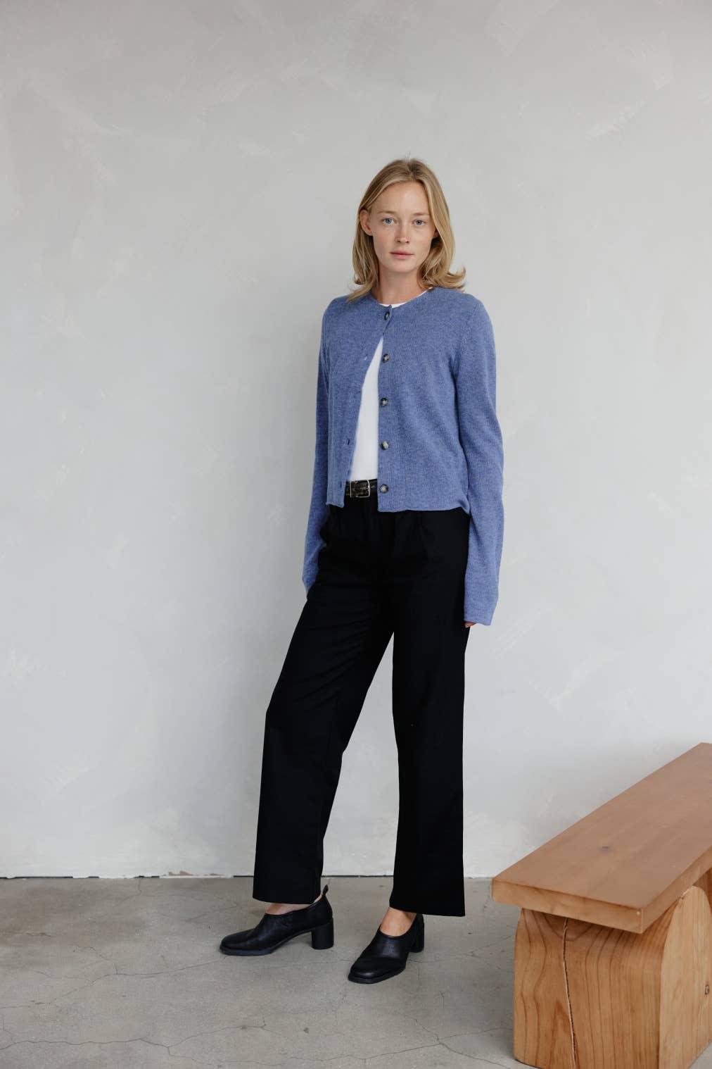 The Molly Cardigan | Lightweight Cropped Cardigan: LIGHT BLUE / MEDIUM