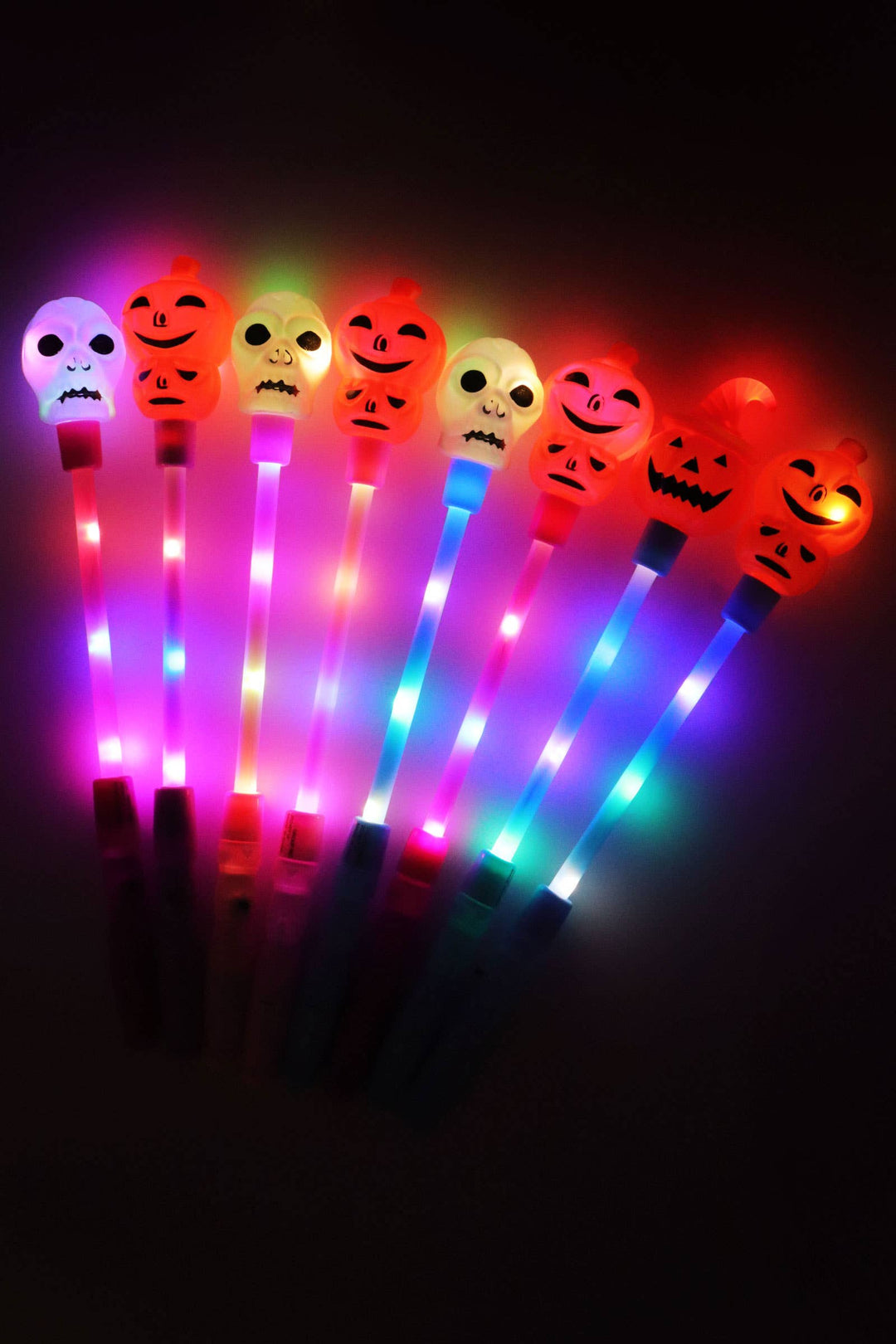 Halloween Pumpkin Skull Head Light Stick Wand: ASSORTED / ONE SIZE