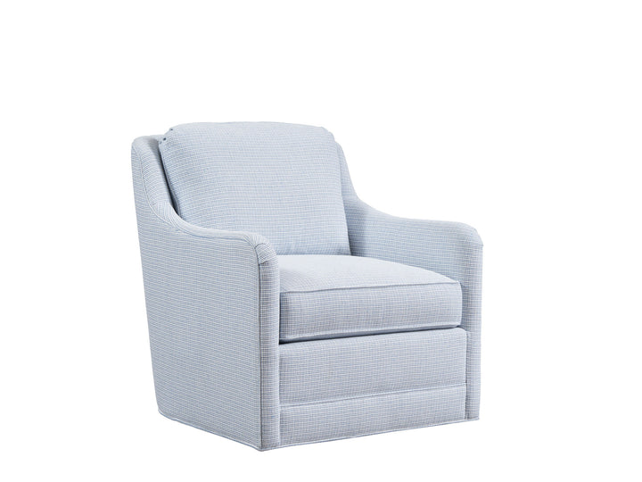 Barclay Butera Upholstery - Glennhaven Swivel Chair - Light Blue / White