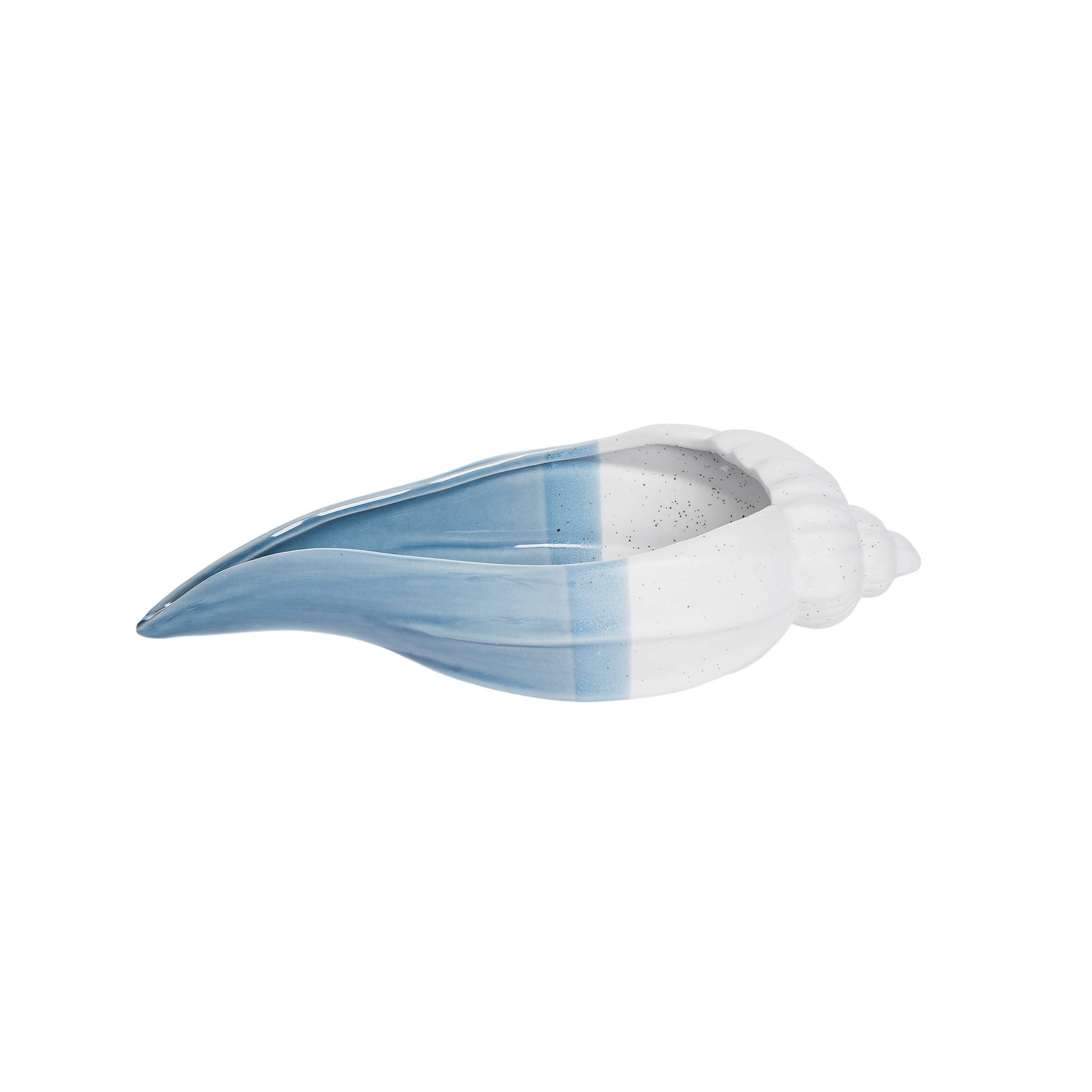 Blue & Bisque Shell Shaped Coastal Decorative Bowl