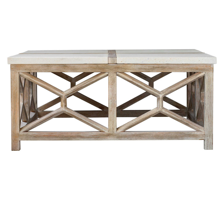 Catali - Stone Coffee Table - White & Light Brown