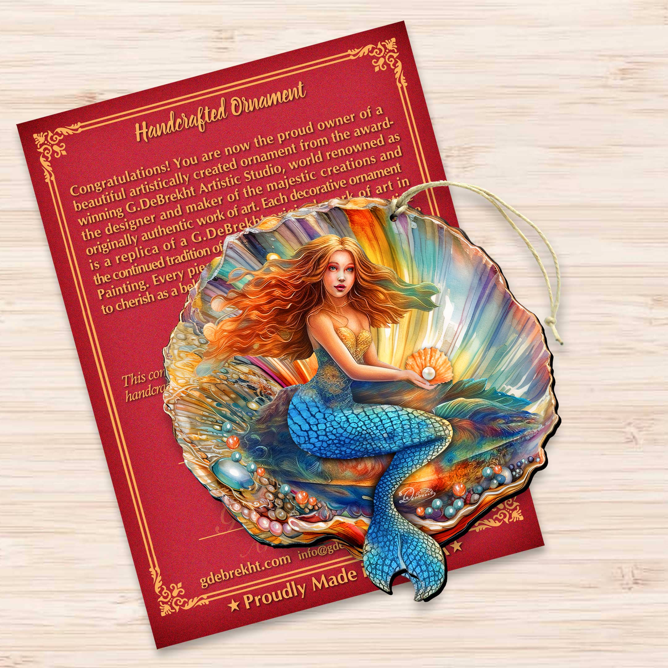 Nautical Christmas Décor Mermaid in the Shell Ornament