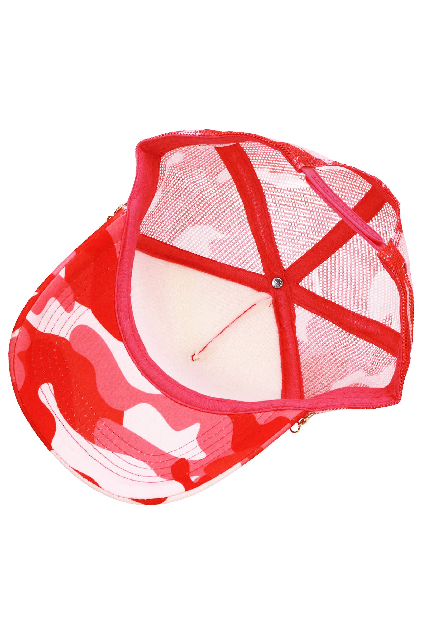 Faux Pearl Chain Foam Mesh Trucker Hat: WHITE/HOT PINK / ONE SIZE