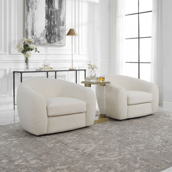 Capra - Art Deco White Swivel Chair