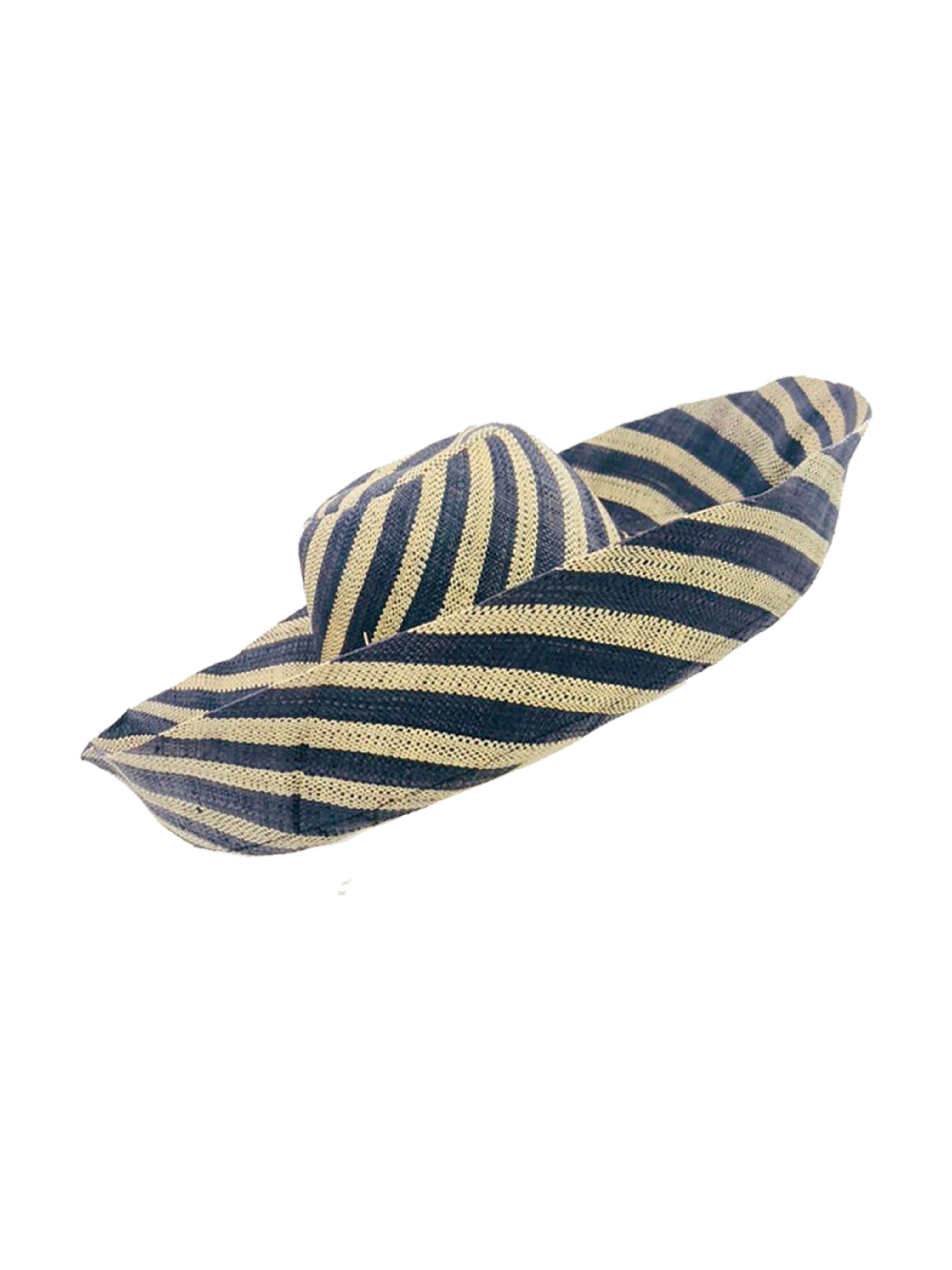 Sun Hats: Colored Stripes Packable 5" & 7" Brim Raffia Straw: 5" Brim / Carmalita Stripes