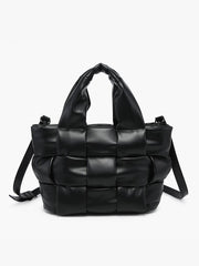 EH2572 Magdelena Woven Small Tote w/ Crossbody Strap: Black