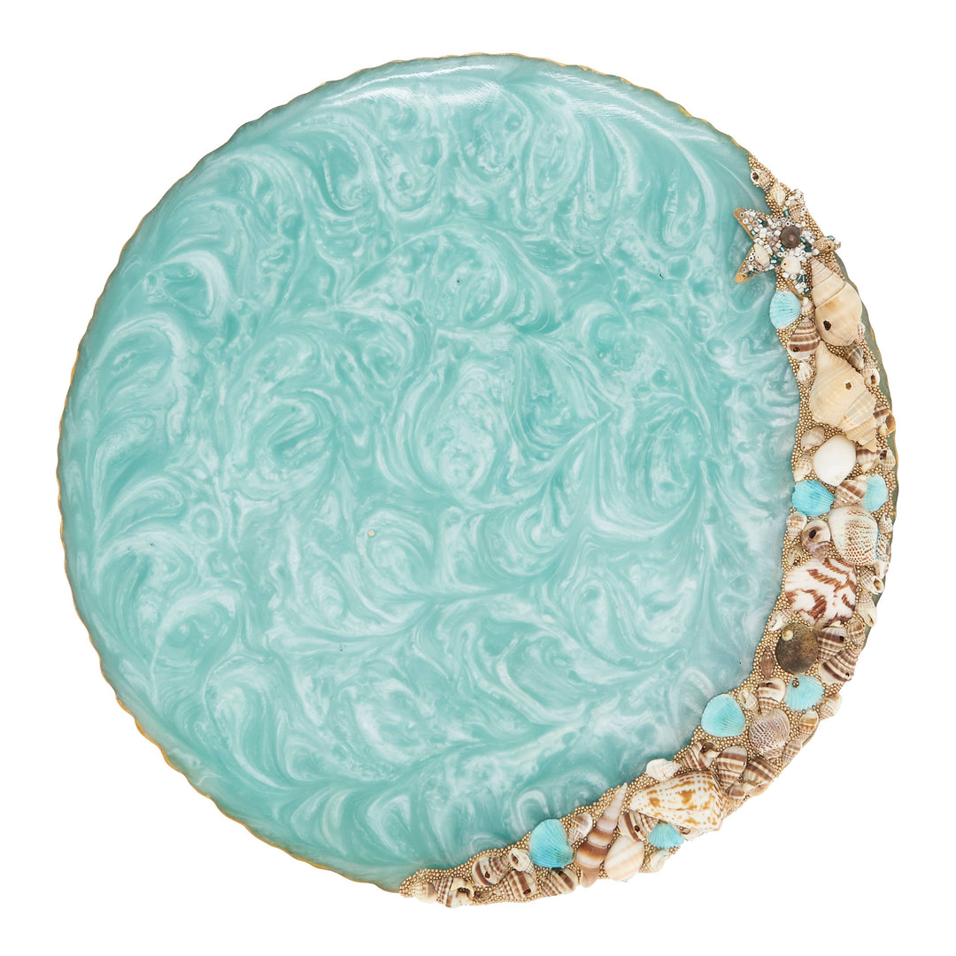 Resin Enchanted Seashell Placemat: Aqua / 14"