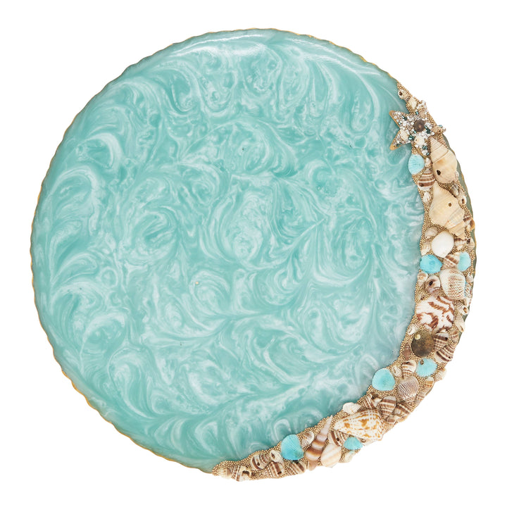 Resin Enchanted Seashell Placemat: Aqua / 14"