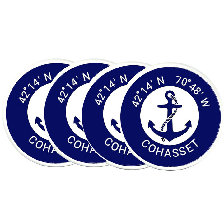 Coasters - Custom Town Latitude/Longitude w Anchor