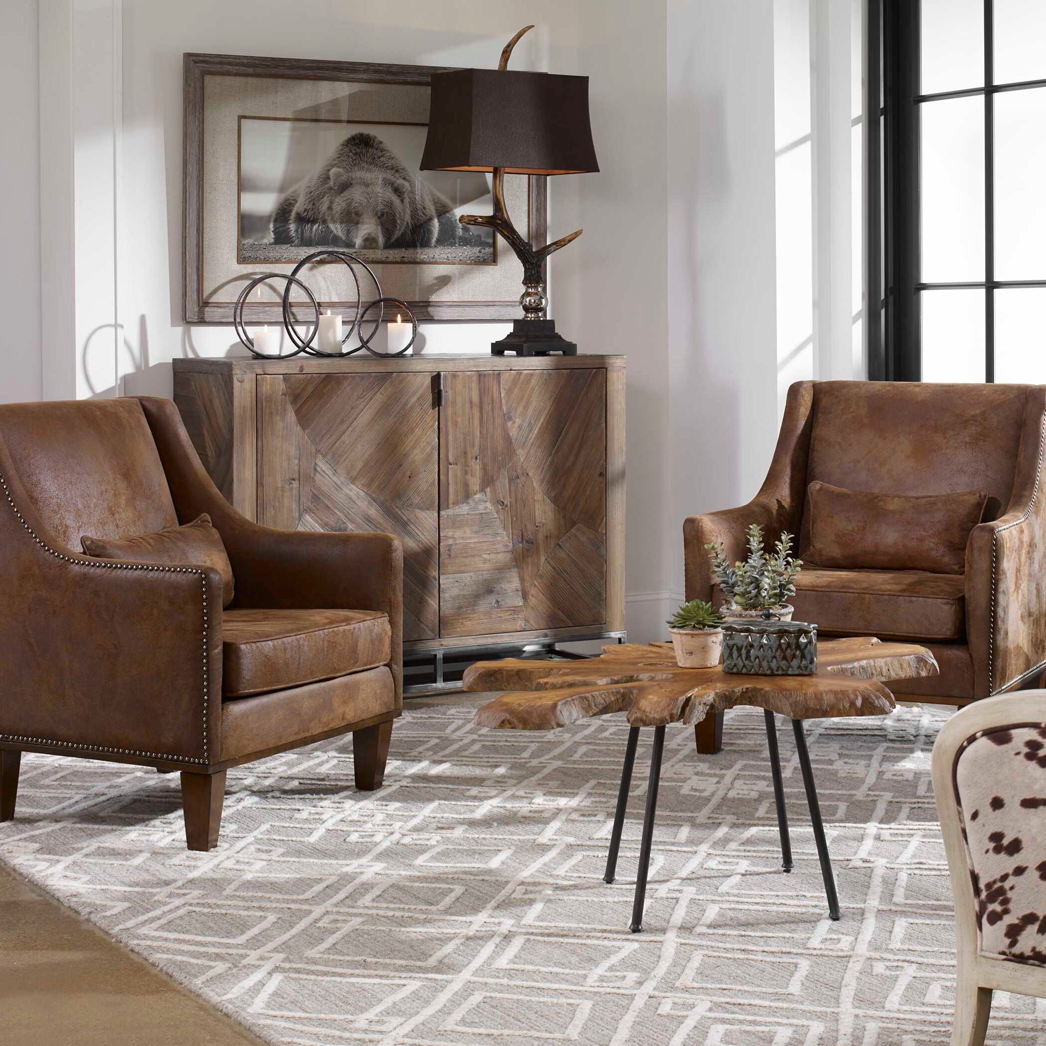 Evros - Reclaimed Wood 2 Door Cabinet - Dark Brown