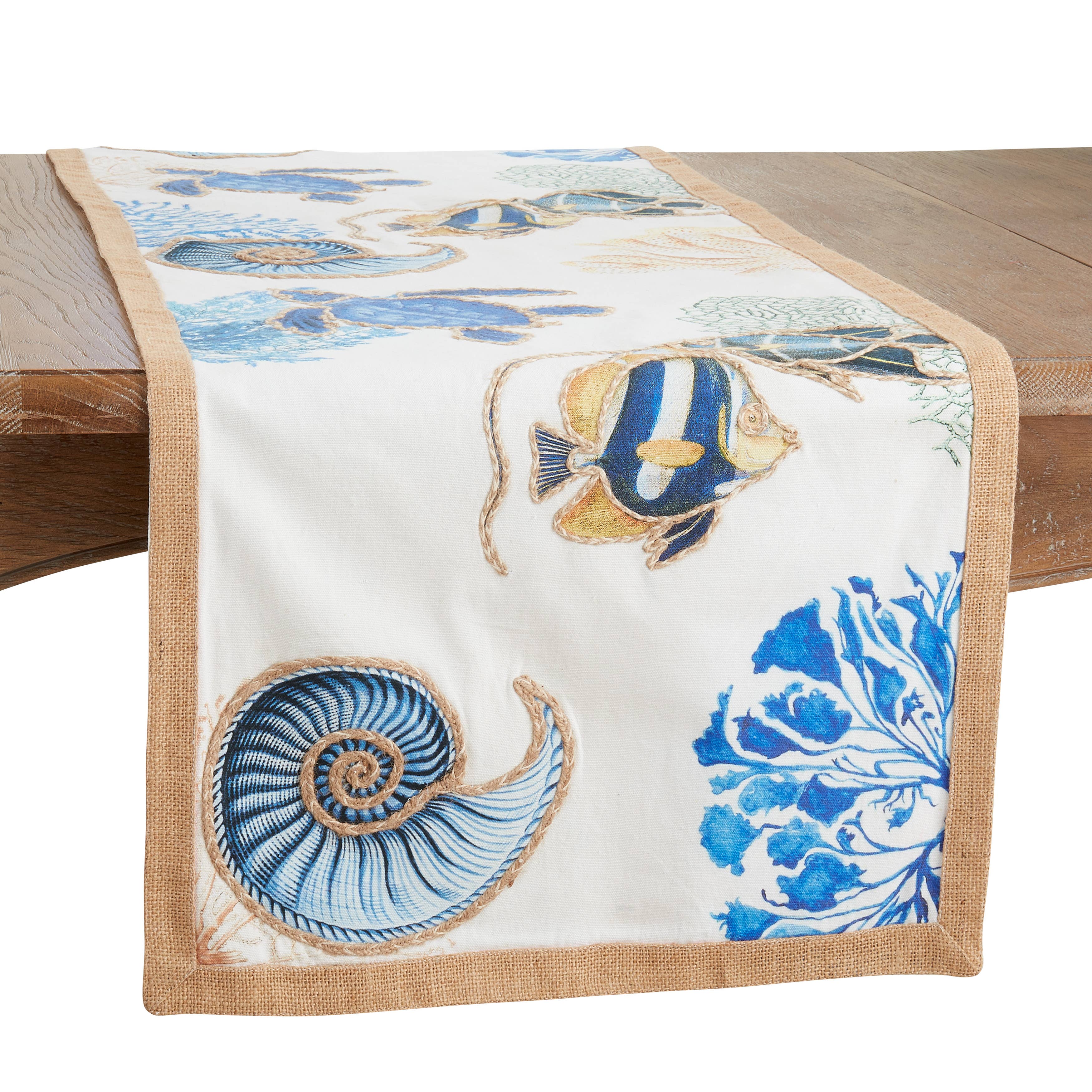Sea Life Runner: 16"x72" / Navy Blue