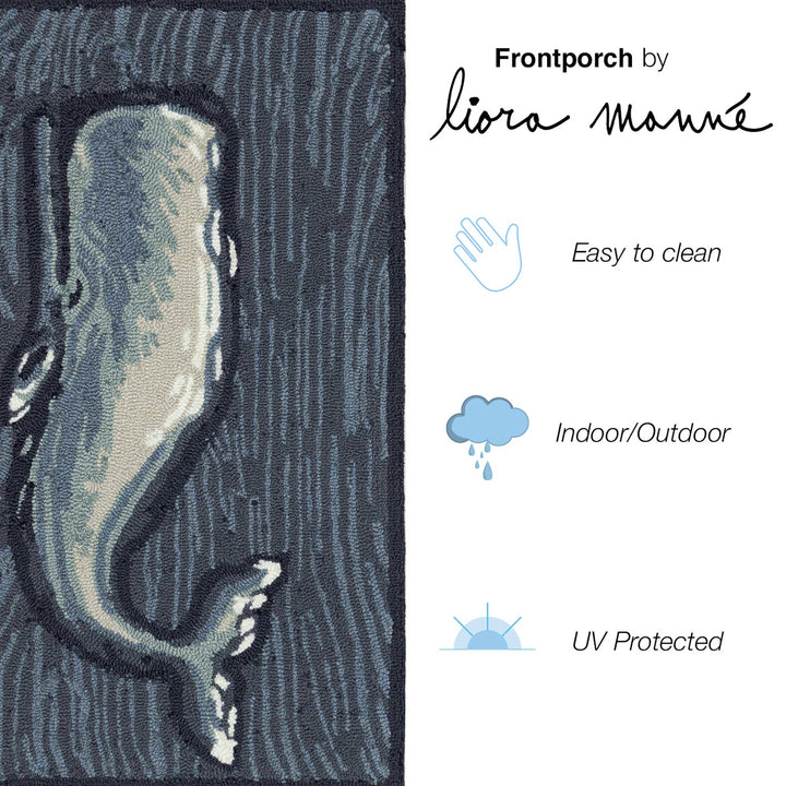 Frontporch Whale Indoor/Outdoor Mat Ocean: Ocean / Polyester; Acrylic / 2' x 3'