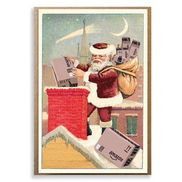 Amazon Santa; Funny Christmas Card; Vintage Santa; Cute Chri