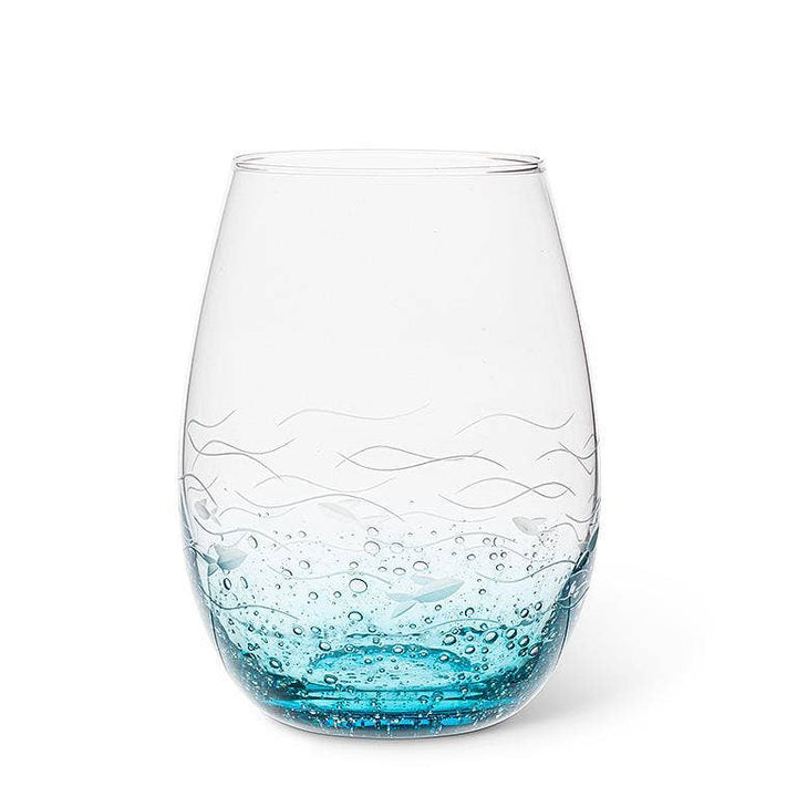 Blue/Clear Fish Cut Glassware: Stemless Goblet (18oz)