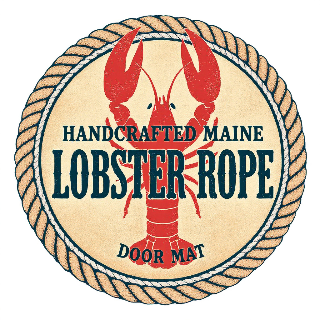 966 The "Original" Handcrafted Woven Maine Lobster Rope Door Mat, Solid Color Selections: Navy #805 / Small 18" x 30"