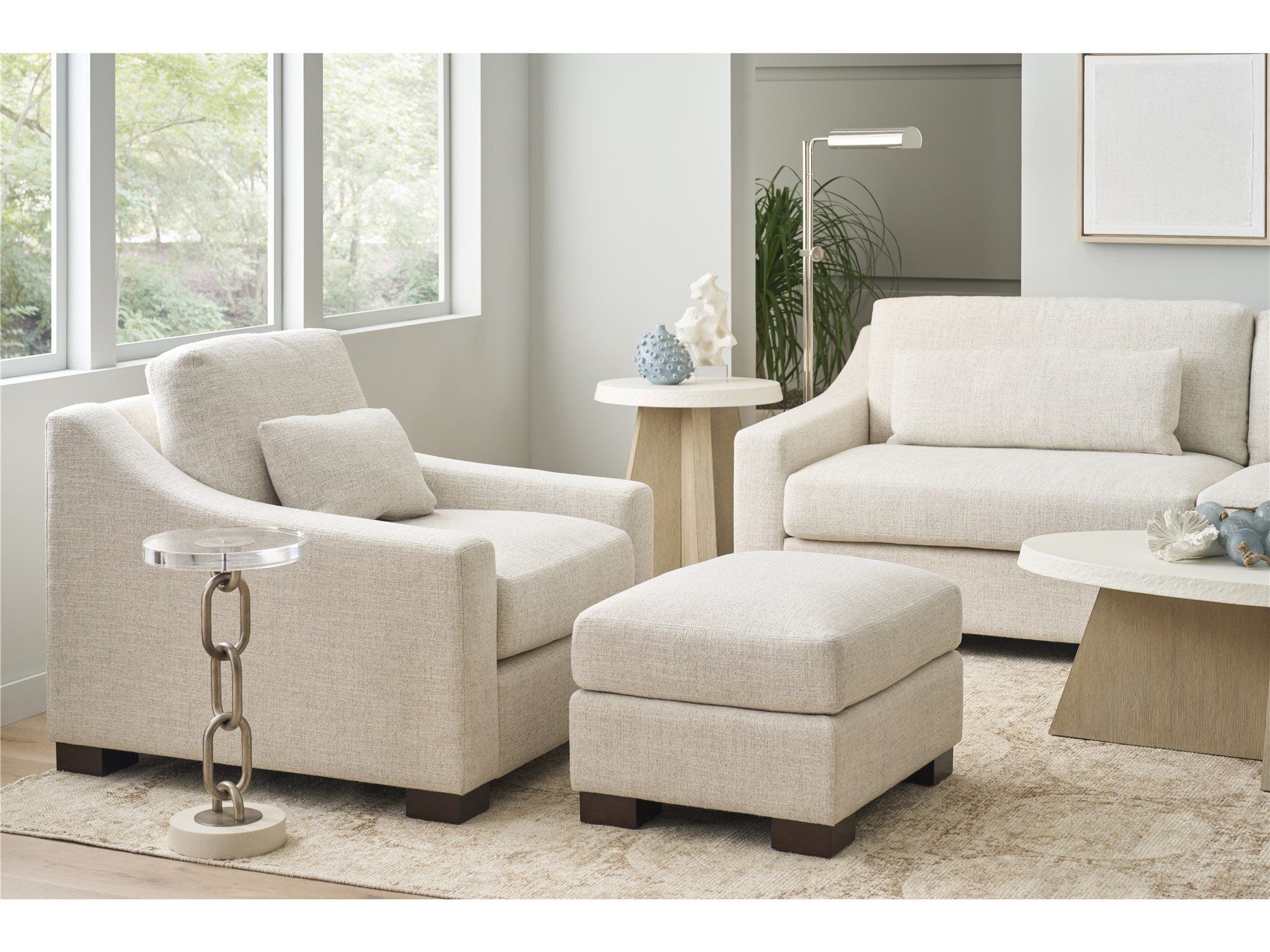 Brooklyn - Ottoman - Pearl Silver