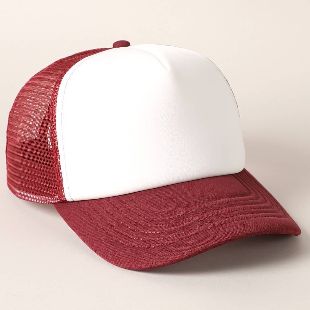 White Foam Front Colored Mesh Back Trucker Hat