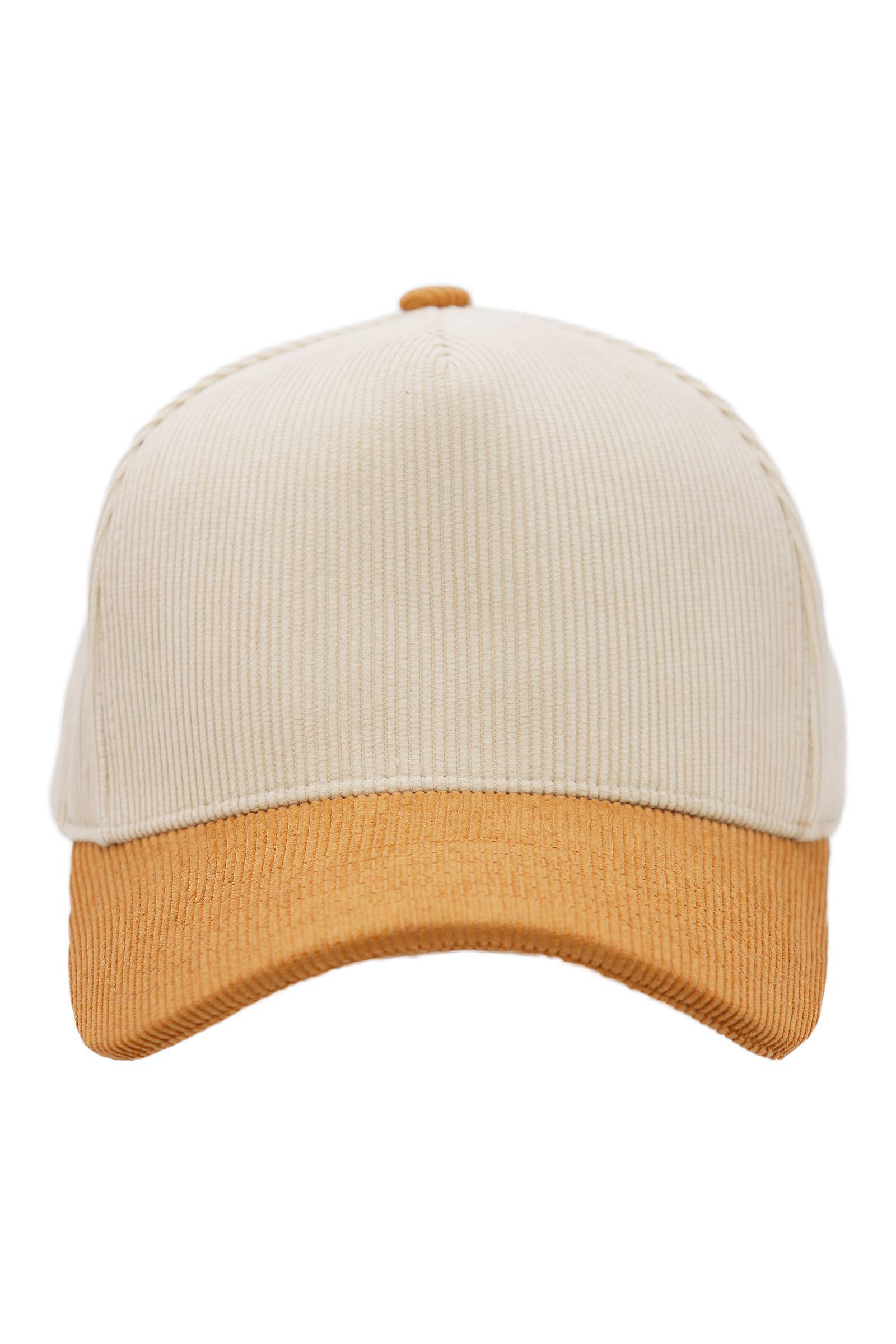 Premium Corduroy Beige Upper Baseball Cap: BEIGE/NAVY BLUE / ONE SIZE
