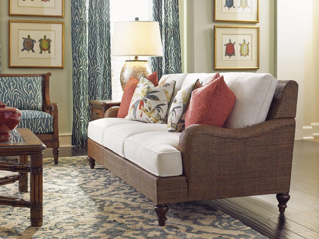 Bali Hai - Harborside Sofa - Dark Brown / White