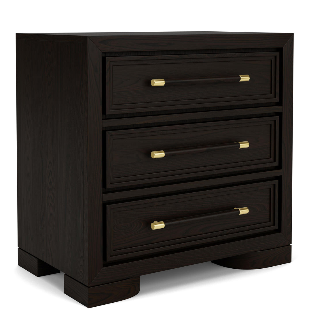 Lydia - Three Drawer Nightstand - Dark Brown