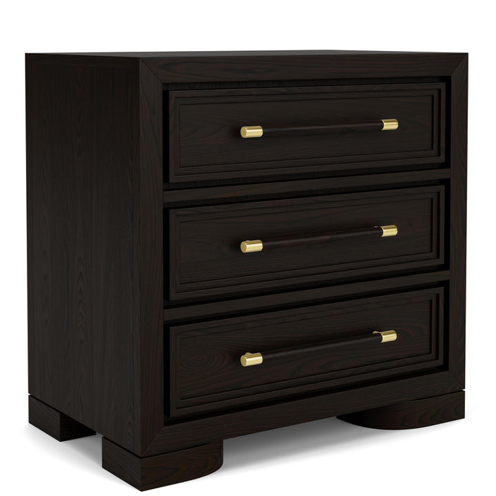 Lydia - Three Drawer Nightstand - Dark Brown