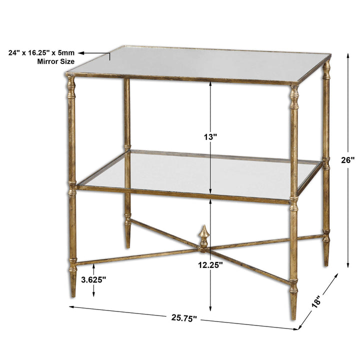 Henzler - Mirrored Glass Lamp Table - Gold