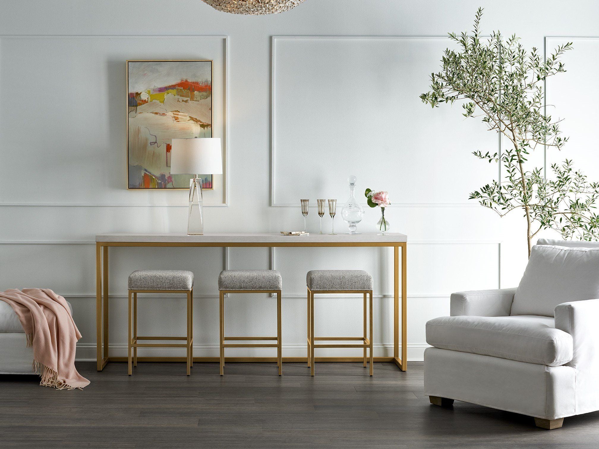 Love. Joy. Bliss.-Miranda Kerr Home - Love Joy Bliss Console Table With 3 Stools - White