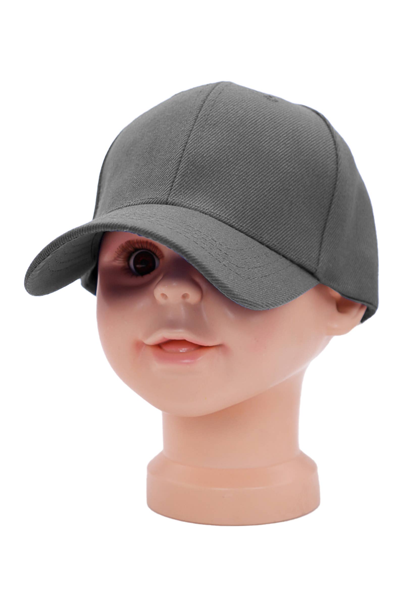Kids Twill Acrylic Velcro Back Baseball Cap: White / One Size