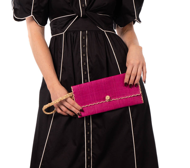 ChiChi Straw Clutch Wristlet Bag: Natural