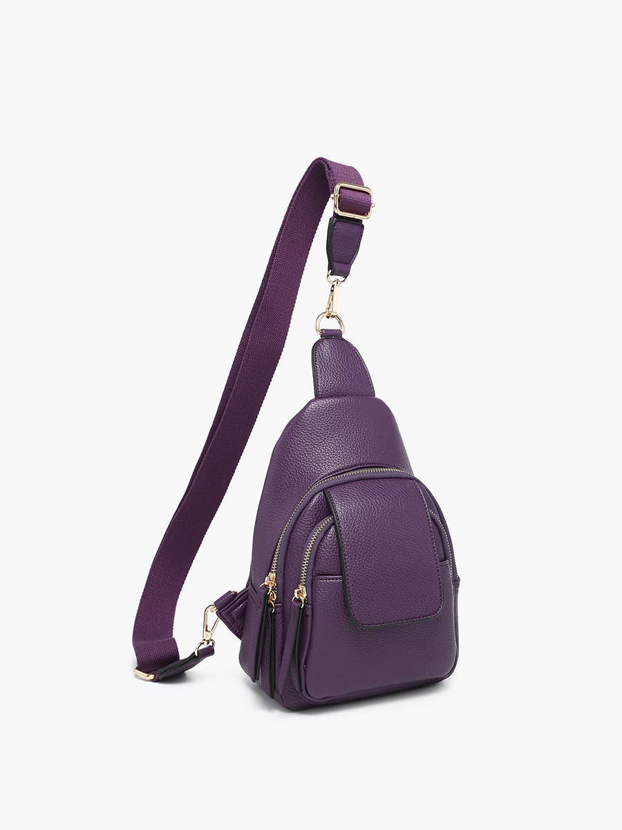 M2532 Sophia Sling Bag w/ Flapover Pocket: Dark Purple