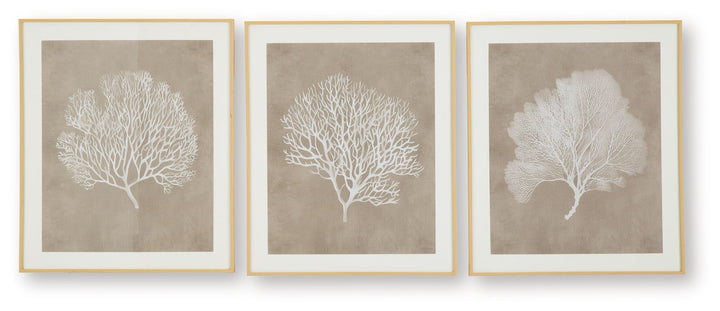 Hendridge - Taupe / White - Wall Art Set (Set of 3)