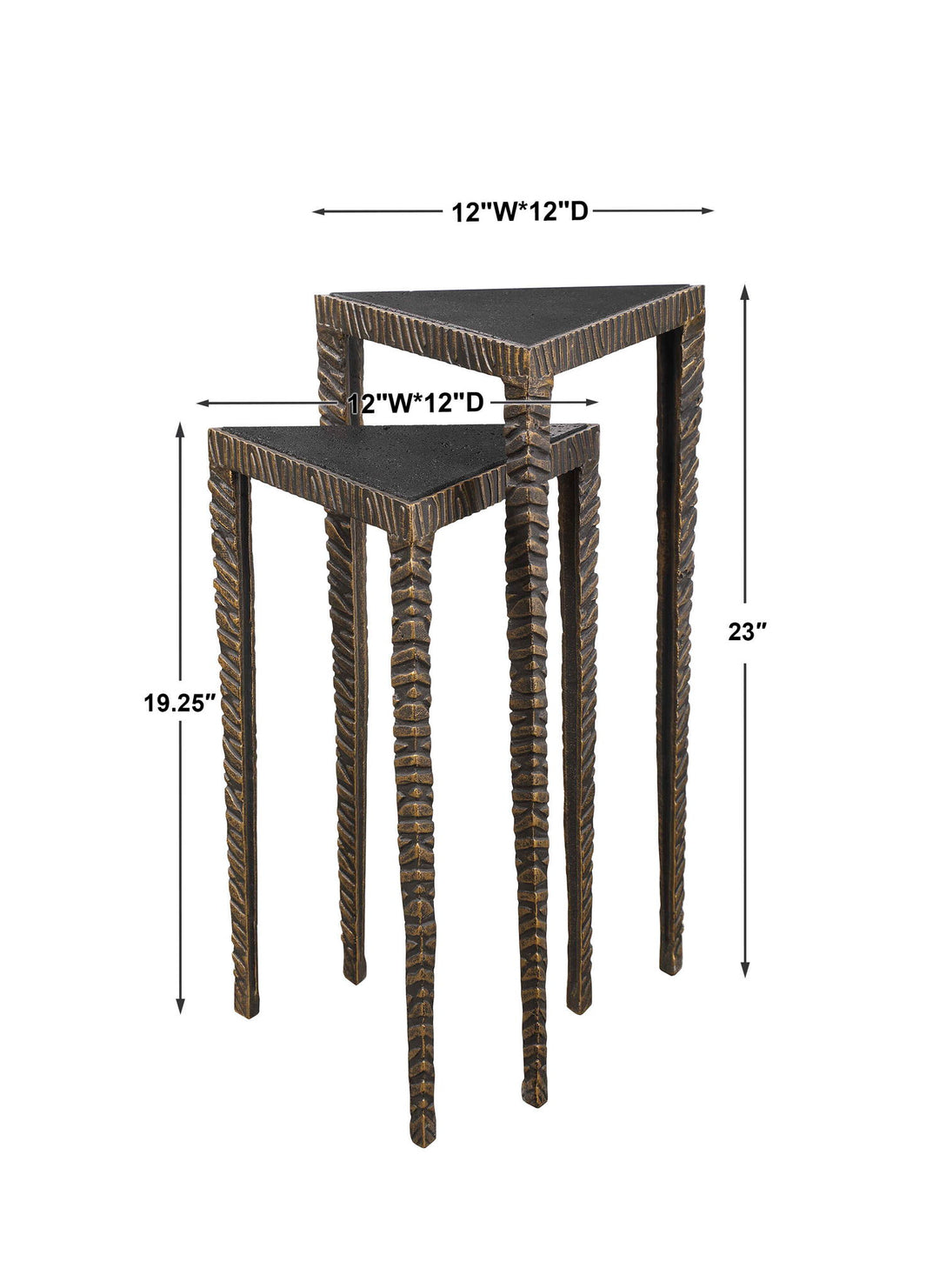 Samiria - Triangular Accent Tables (Set of 2) - Black & Dark Brown