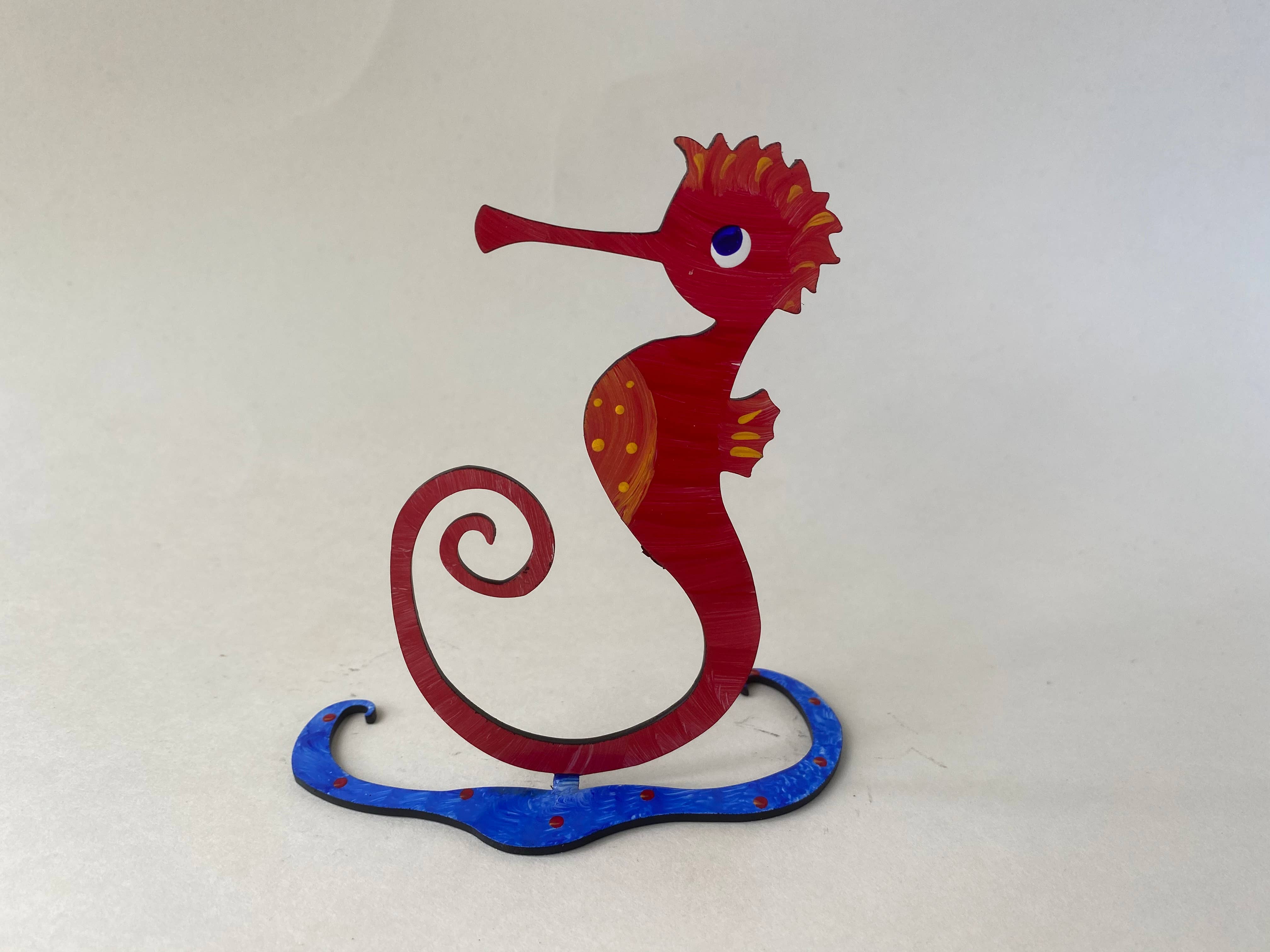 Seahorse Sculpture - Hand Painted - Small - Photo Holder