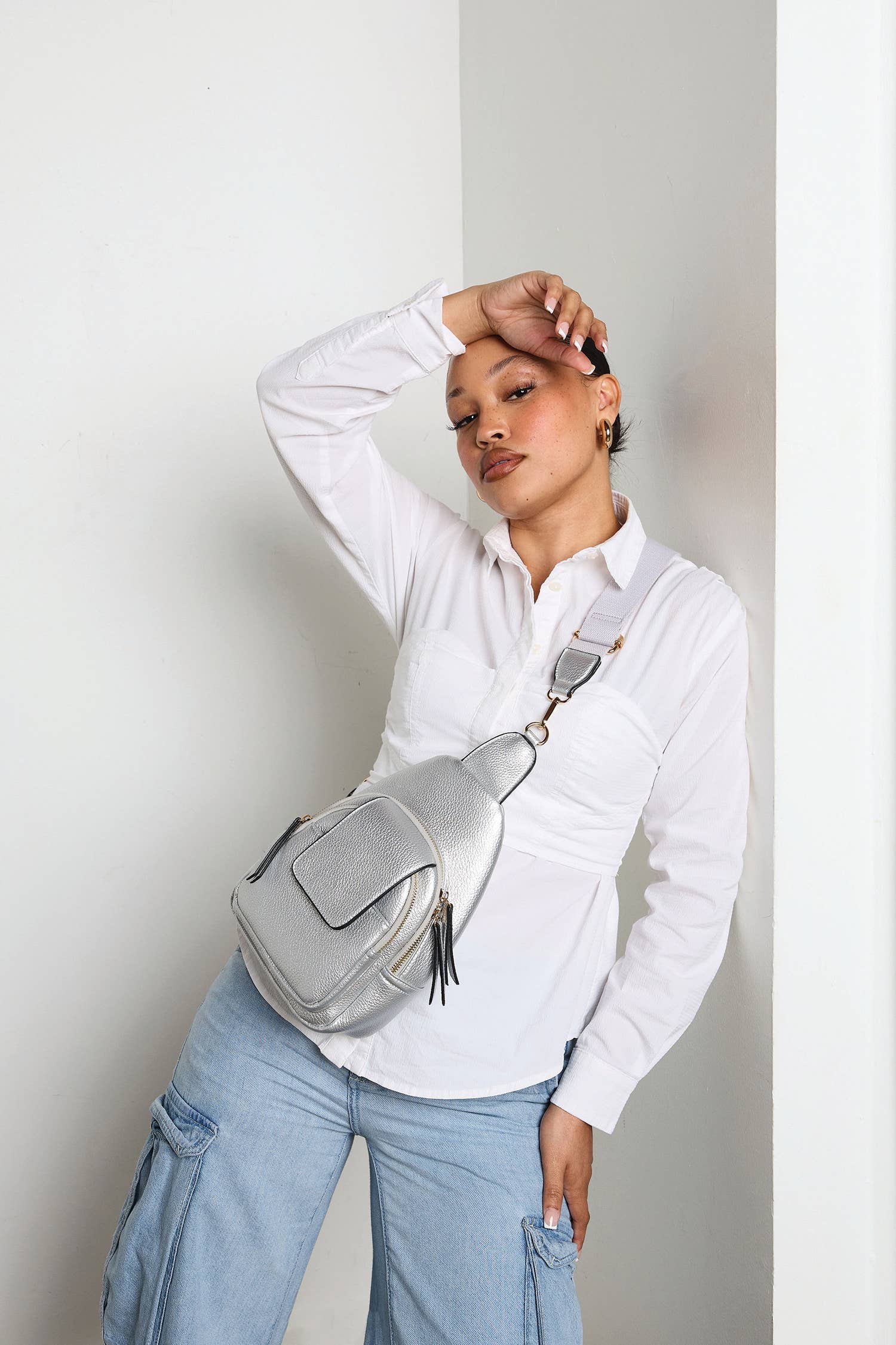 M2532 Sophia Sling Bag w/ Flapover Pocket: Dark Purple