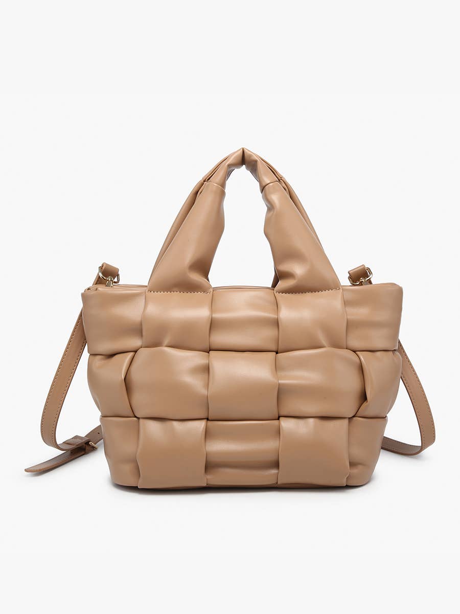 EH2572 Magdelena Woven Small Tote w/ Crossbody Strap: Brick